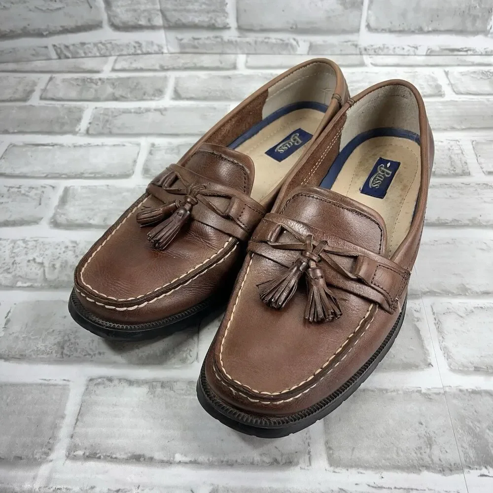 Bass Adams II Men's Size 8.5 Brown Leather Tassel Comfort Loafers Shoes